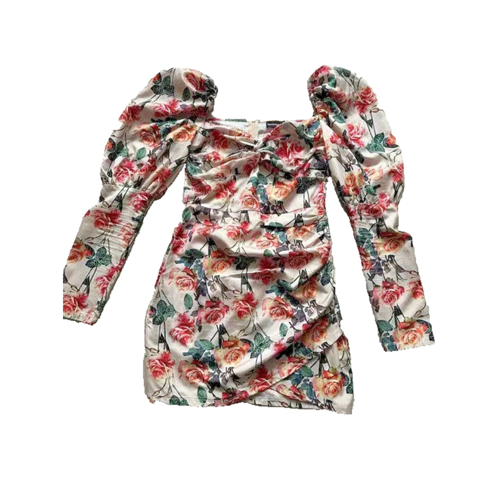 Floral Puff Sleeve Midi Dress